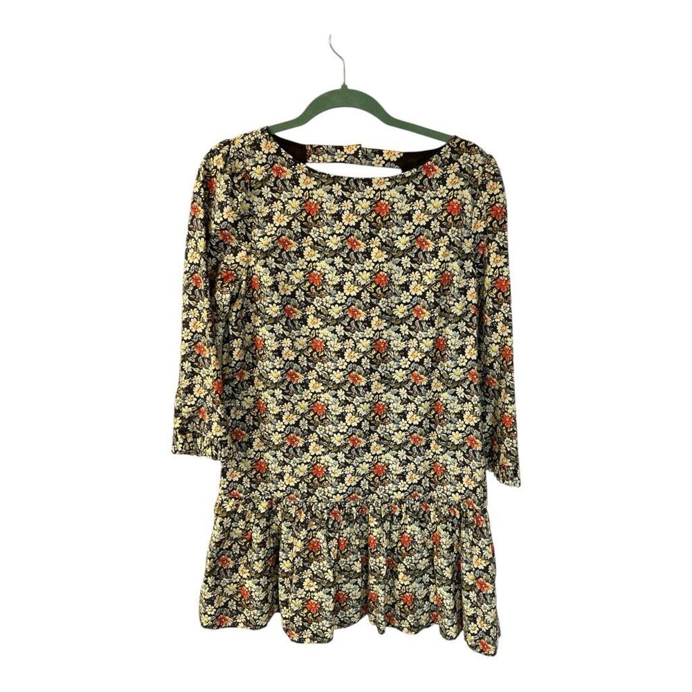 Free People The Avenue Mini Dress Floral Printed Ruffle Cutout Scoop Neck S NEW